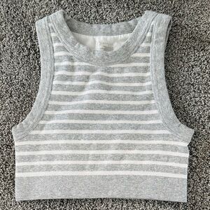 Gray Striped Women's Crop Top